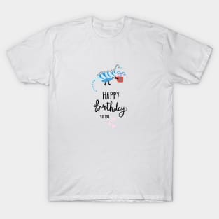 Birthday congratulations with lettering and dinosaur T-Shirt
